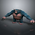 Blue Horned Monster Character With Bulky Body Sharp Claws And Prominent Belly In Game Movie