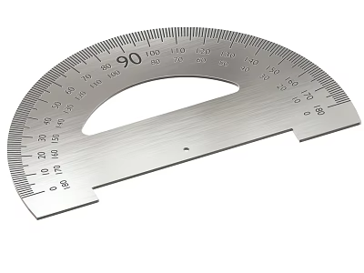 Stainless Steel Protractor For Angle Measurement With Semicircular Design And Degree Scale 3d model