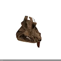 Brown Suede Backpack With Drawstring Closure Embossed Emblem And Adjustable Shoulder Strap 3d model