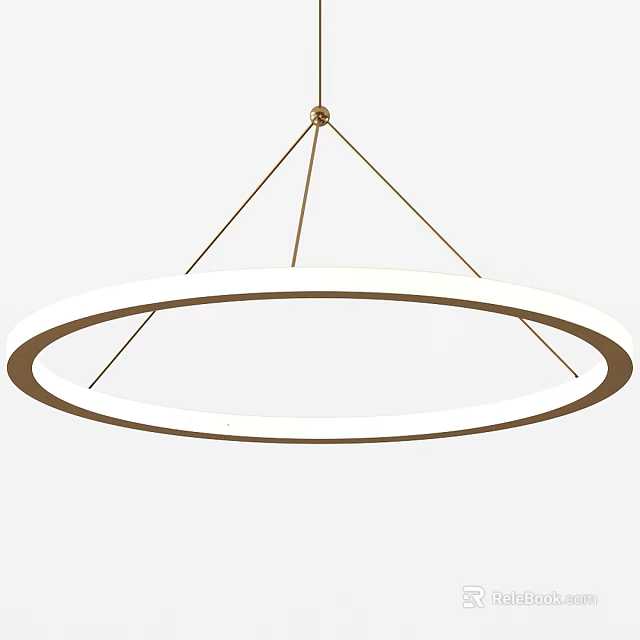 Modern Round Chandelier With White And Brown Metal Frame Design 3d model 
