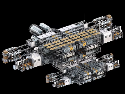 Complex Industrial Machinery Structure With Metal Frames And Modular Parts 3d model