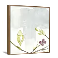 Watercolor Six Panel Plant Paintings Featuring Branches Green Leaves And Purple Small Flowers