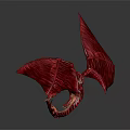 Striking Red Dragon 3D Model Featuring Large Spread Wings in Gray Background