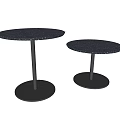 Modern Round Coffee Tables With Textured Surface And Black Cylindrical Base 3d model