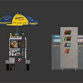 Colorful Mobile Food Cart With Umbrella Snack Display Vending Machine And Arcade Game