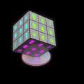Modern Illuminated Cube Garden Decor With Colorful Patterns And Pink Base 3d model