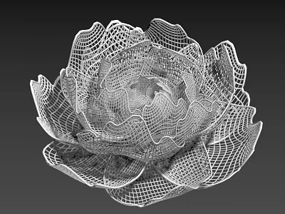 White Mesh Lotus Flower Structure With Intricate Pattern And Artistic Design 3d model