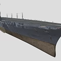 Aircraft Carrier Warship 3D Model With Flight Deck And Tower Structure 3d model