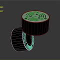 Black Cylindrical Furniture Pieces With White Top Hole Pattern And Line Design