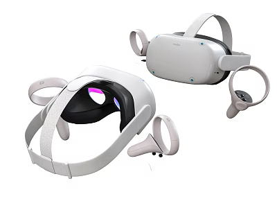 Modern White VR Headset With Ergonomic Controllers And Adjustable Headband 3d model
