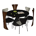 Middle Ancient Style Dining Table and Chair Combination Dining Chair Round Dining Table 3d model