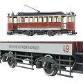 Vintage Red Tram Car With Number 49 And Classic Trolley System Design