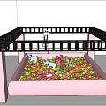 Colorful Ball Pit Playground Equipment With Pink Structure Black Frame And Hanging Seat