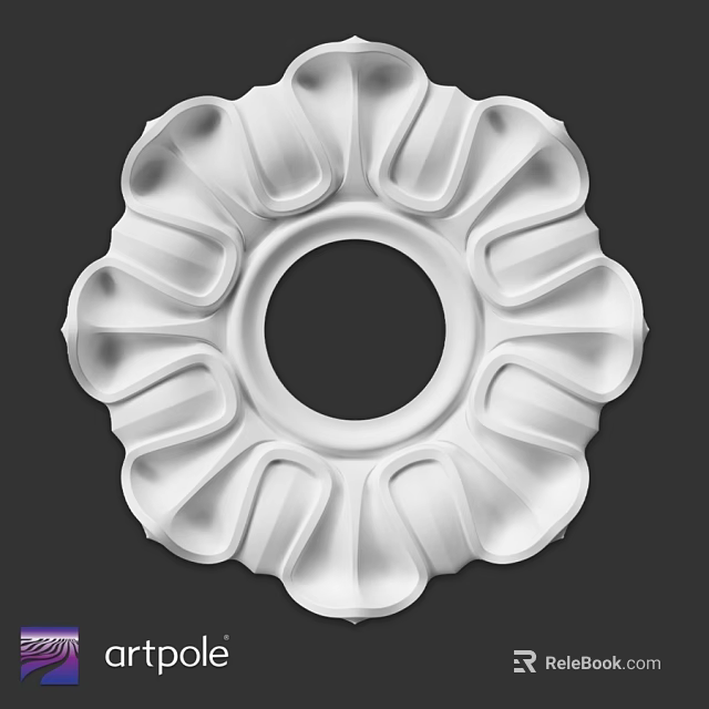 White Decorative Circular Component With Petal Shaped Design And Central Hole 3d model 