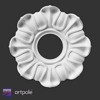 White Decorative Circular Component With Petal Shaped Design And Central Hole 3d model