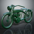 Vintage Green Motorcycle Featuring Classic Round Headlight Single Seat And Retro Frame Design