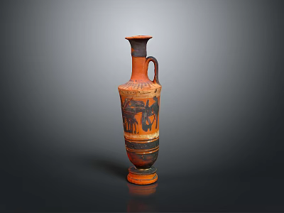 Ancient Vase Sculpture Carving With Classical Red And Black Painted Figures Design 3d model