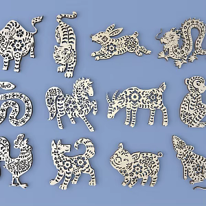 Chinese Metal Carved Chinese Zodiac Carved Chinese Pattern Hollow Carved Traditional Carved 3d model