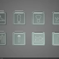 Wall Hanging Decor Pieces Featuring Different Tool And Object Icons