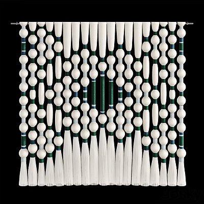 White Green Beaded Decorative Ornament Set With Tassels And Geometric Pattern 3d model