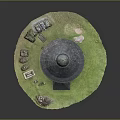 Circular Red Brick Building Model With Dome Roof Cross And Green Grass