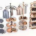 Multi Tiered Rotating Clothing Racks With Storage Shelves And Hanging Space