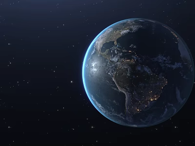 Modern Earth Night View Earth Starry Sky Universe 3d model
