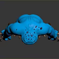 Fierce Blue And Purple Game Movie Character 3D Model With Muscular Body And Orange Claws
