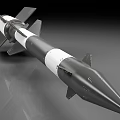 Military Missile Weapon 3D Model With Black White Body Conical Nose And Stabilizing Fins