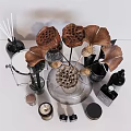 Perfume Cosmetics Collection With Skincare Bottles Dried Flowers And Decorative Vase