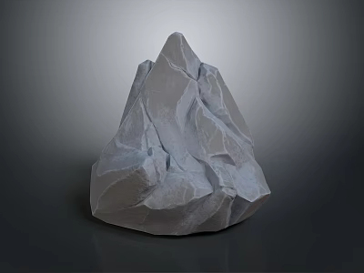 Gray Decorative Stone With Mountain Like Shape And Textured Surface On Dark Background 3d model