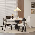 Modern Aesthetic Dining Table Set With Unique Stylish Chairs For Cozy Bright Home Dining Area