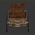 Vintage Wooden Wagon With Large Spoked Wheels And Decorative Wood Details