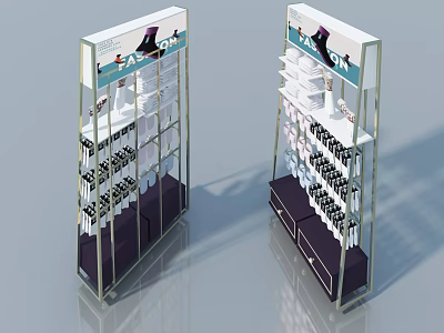 Swing Door Display Racks With Metal Frame For Retail Product Showcase 3d model