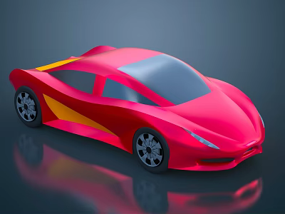 Red And Yellow Sleek Modern Sports Car With Streamlined Body Design 3d model