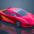 Red And Yellow Sleek Modern Sports Car With Streamlined Body Design