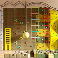 Indoor Playground Equipment With Climbing Walls Hanging Rings Colorful Ladders And Safety Mats