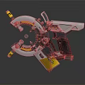 Futuristic Metallic Weapon Featuring Yellow And Gray Circular Design Mechanical Structure And Detailed Grip