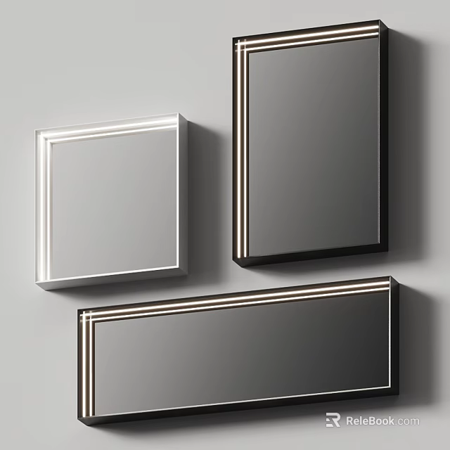 Modern Framed Mirrors in Square and Rectangular Shapes for Home Wall Decor 3d model 