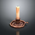 Decorative Copper Candle Holder With Lit Beige Candle And Tray Handle For Home Decor