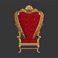 Luxurious Multi Seater Sofa Design With Red Cushions And Gold Carved Details