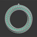 Elegant Double Ring Pendant With Sparkling Green Gemstones And Shiny Metal Setting