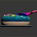 Mermaid Character Themed Decorative Donut With Pink Tail Shells And Colorful Orbs