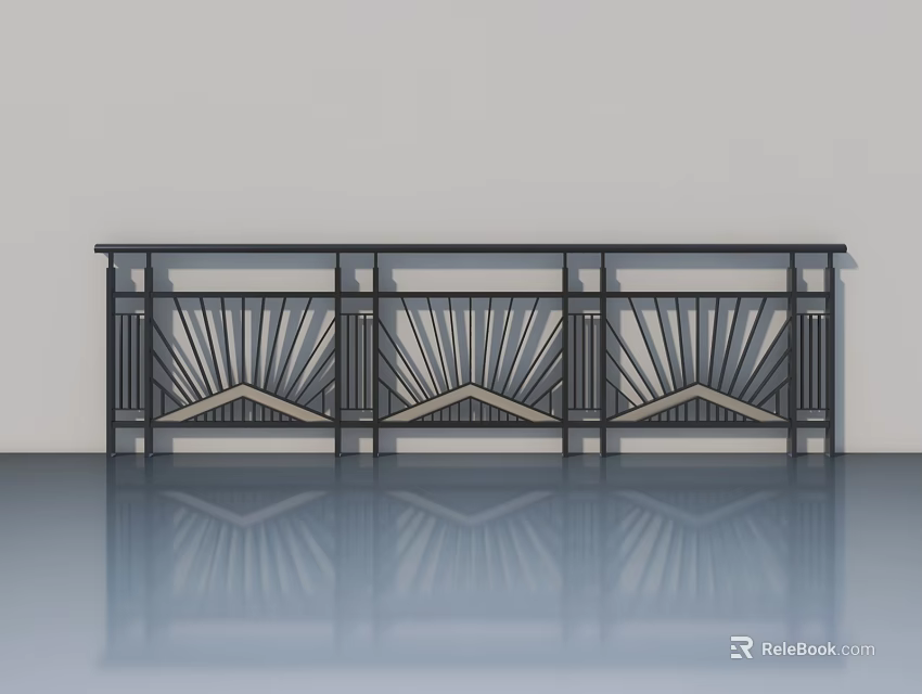 Modern Swing Doors With Decorative Radial Patterns And Metal Frames 3d model 
