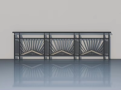 Modern Swing Doors With Decorative Radial Patterns And Metal Frames 3d model