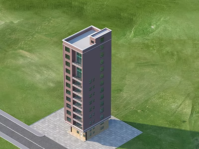 Detached Villa Multi Story Structure With Green Lawn Multiple Windows And Flat Roof 3d model