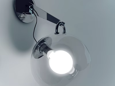 Modern Wall Lamp With Transparent Glass Shade And Sleek Metal Bracket Design 3d model
