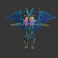 Fantasy Game Movie Character Blue Dragon With Scaled Body And Wings