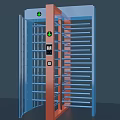 Commercial Turnstile Equipment with Blue Orange Frame and Metal Bars for Access Control