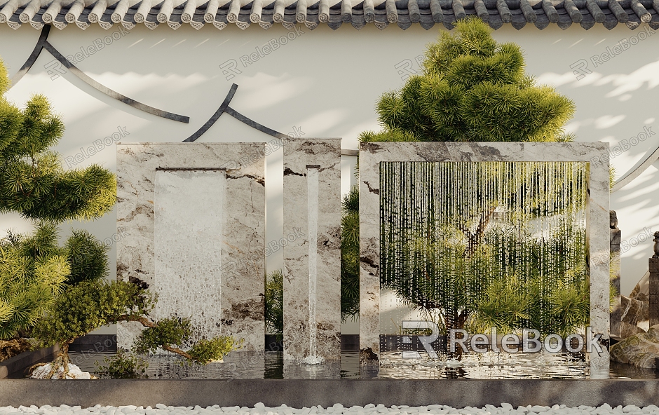 New Chinese Landscape Setches Courtyard Landscape Setches model